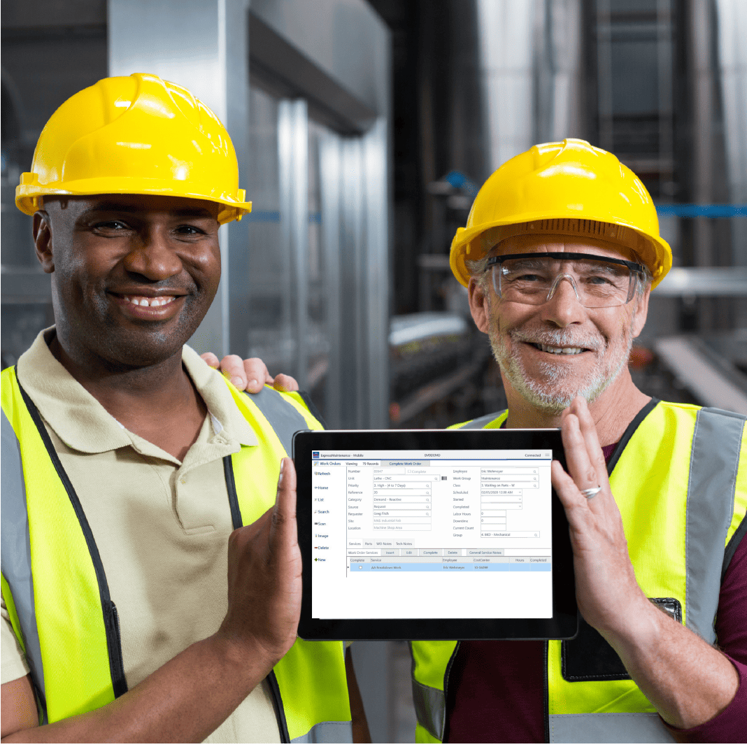 Technicians EM Tablet Maintenance Works with Tablet - CMMS Express Maintenance